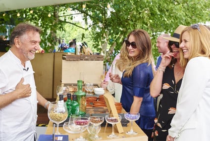 Le Sunflower Guests with Raymond Blanc in Le Sunflower at Chelsea Flower Show