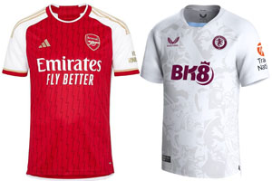 Arsenal v Aston Villa 2023-24 Shirts