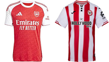 Arsenal v Brentford 2025-26 Kits