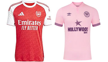 Arsenal v Brentford 2025-26 Kits