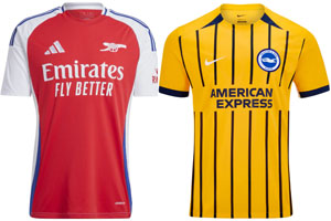 Arsenal v Brighton 2024-25 Kits