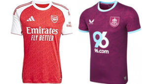 Arsenal v Burnley 2025-26 Kits