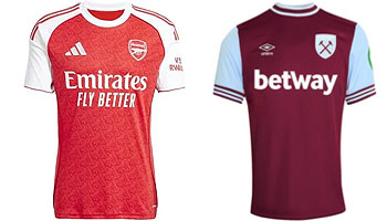 Arsenal v West Ham 2025-26 Kits