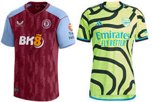 Aston Villa v Arsenal 2023-24 Shirts