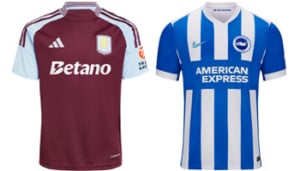 Aston Villa v Brighton 2025-26 Kits