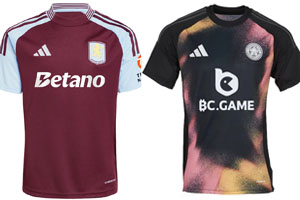 Aston Villa v Leicester 2024-25 Kits