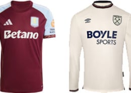 Aston Villa v West Ham 2025-26 Kits