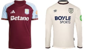 Aston Villa v West Ham 2025-26 Kits