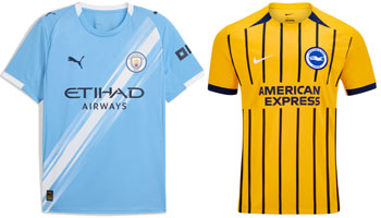 Man City v Brighton 2025-26 Kits