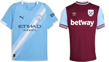 Man City v West Ham 2025-26 Kits