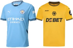 Man City v Wolves 2024-25 Kits