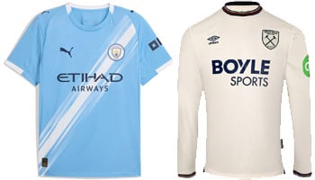 Manchester City v West Ham United 2025-26 Kits