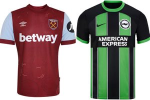 West Ham v Brighton 2023-24 Shirts