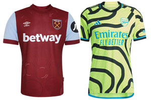 West Ham v Arsenal 2023-24 Shirts