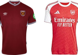 West Ham v Arsenal 2025-26 Kits