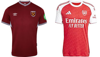West Ham v Arsenal 2025-26 Kits