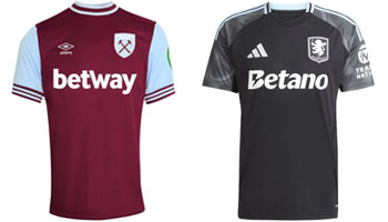 West Ham v Aston Villa 2025-26 Kits