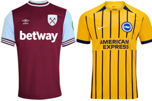 West Ham v Brighton 2024-25 Kits