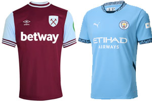 West Ham v Man City 2024-25 Kits