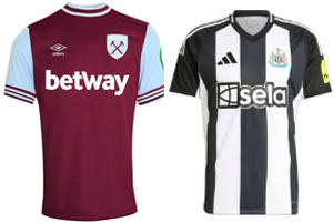 West Ham v Newcastle 2024-25 Kits