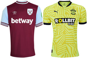 West Ham v Southampton 2024-25 Kits