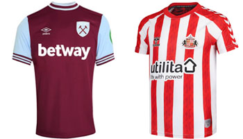 West Ham v Sunderland 2025-26 Kits