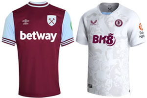 West Ham v Aston Villa 2024-25 Kits