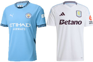 Man City v Aston Villa 2024-25 Shirts