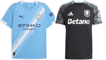 Manchester City v Aston Villa 2025-26 Kits