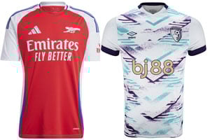 Arsenal v Bournemouth 2024-25 Kits