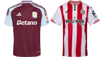 Aston Villa v Brentford 2025-26 Kits