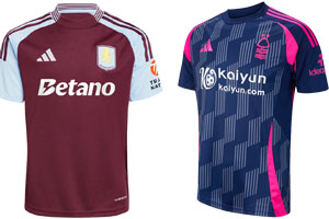 Aston Villa v Nottingham Forest 2024-25 Kits