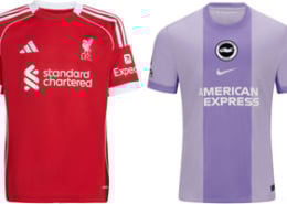 Liverpool v Brighton 2025-26 Kits