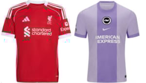 Liverpool v Brighton 2025-26 Kits