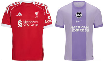 Liverpool v Brighton 2025-26 Kits