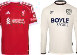 Liverpool v West Ham United 2025-26 Kits