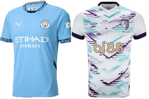 Man City v Bournemouth 2024-25 Kits