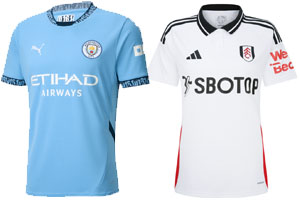 Man City v Fulham 2024-25 Kits