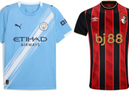 Manchester City v Bournemouth 2025-26 Kits