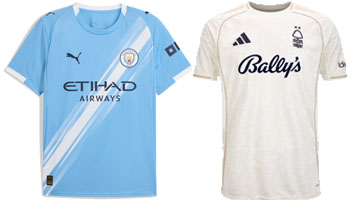 Manchester City v Nottingham Forest 2025-26 Kits