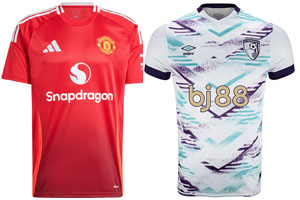 Manchester United v Bournemouth 2024-25 Kits