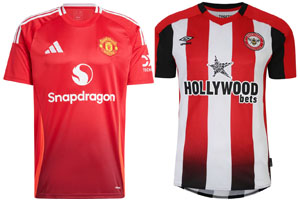 Manchester United v Brentford 2024-25 Kits