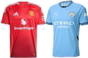 Manchester United v Manchester City 2024-25 Kits
