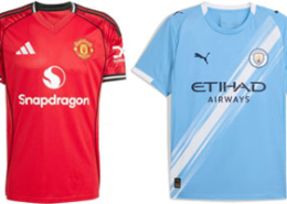 Manchester United v Manchester City 2025-26 Kits