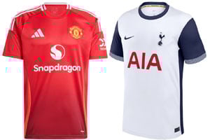 Manchester United v Tottenham Hotspur 2024-25 Kits