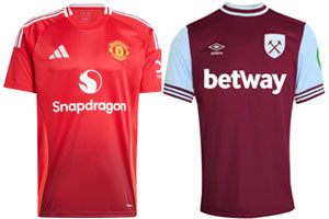 Manchester United v West Ham 2024-25 Kits