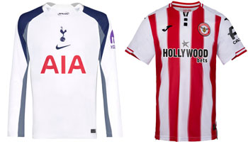 Spurs v Brentford 2025-26 Kits