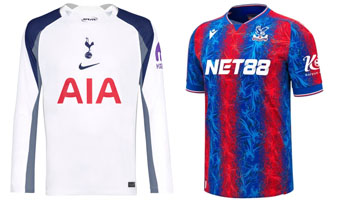 Spurs v Crystal Place 2025-26 Kits