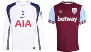 Spurs v West Ham 2025-26 Kits
