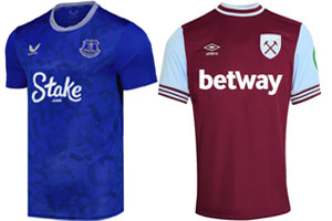 Everton v West Ham 2024-25 Kits